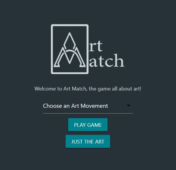 pic of landing page for ArtMatch