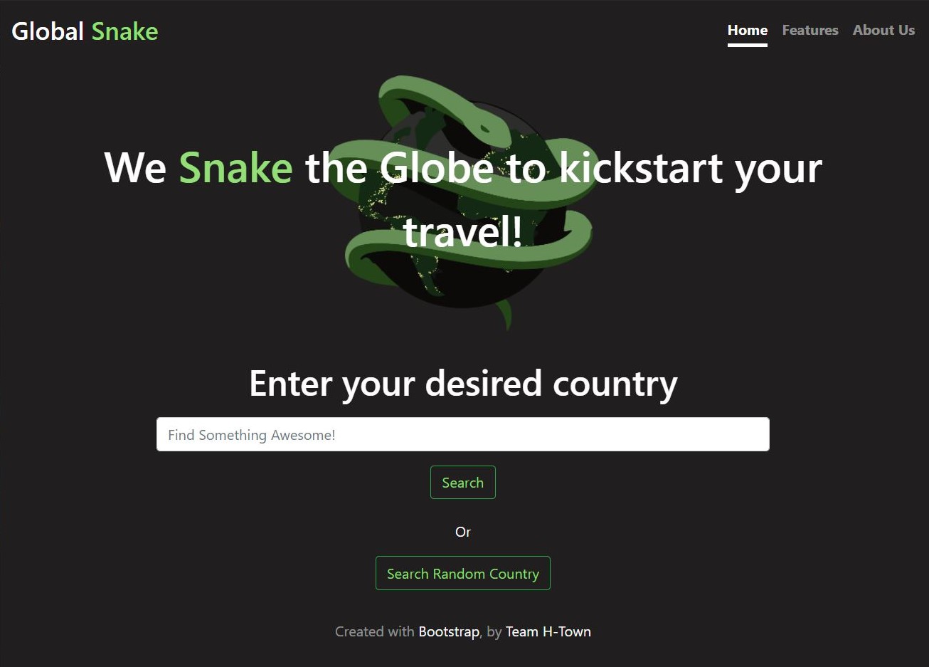 pic of landing page for Global Snake
