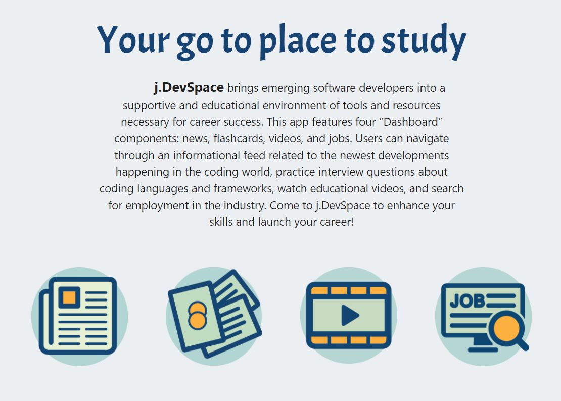 pic of landing page for j.DevSpace